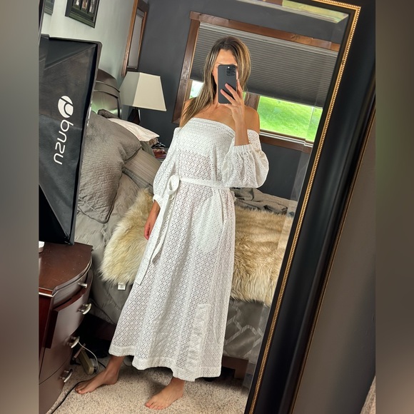 Lisa Marie Fernandez Off-the Shoulder Long Dress, Size Small - Picture 3 of 16